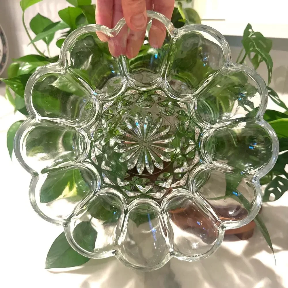 Vintage Anchor Hocking Fairfield Pattern Glass Deviled Egg Plate 10”